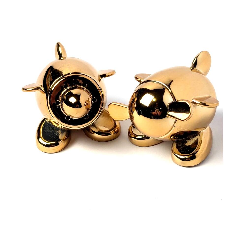 Virgin Atlantic Orville & Wilbur Gold Salt Pepper Shaker Set Pinched First Class